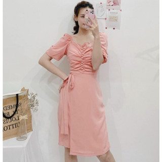 [THANH LÝ] Đầm/Váy hotgirl chất thun đắp chéo thân váy tay bồng - Momiji Store