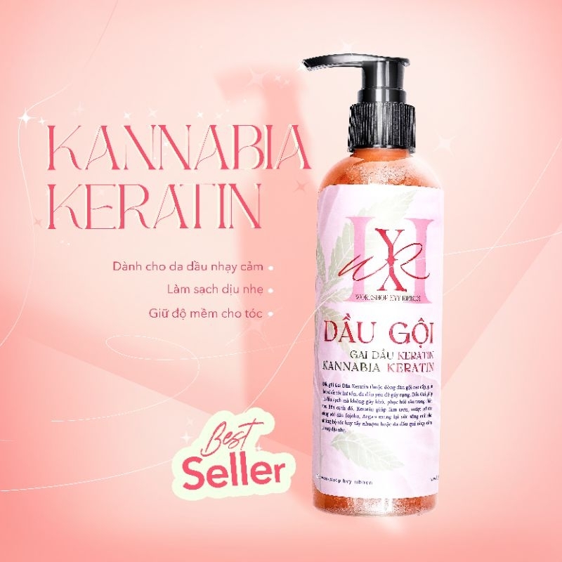 Dầu gội Kannabia Keratin Gai Dầu phù hợp da đầu nhạy cảm hư tổn phục hồi nhanh