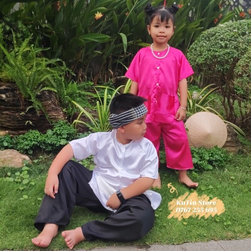 Bà Ba Cho Bé Trai, Bé Gái - Tay Ngắn Quần Đen