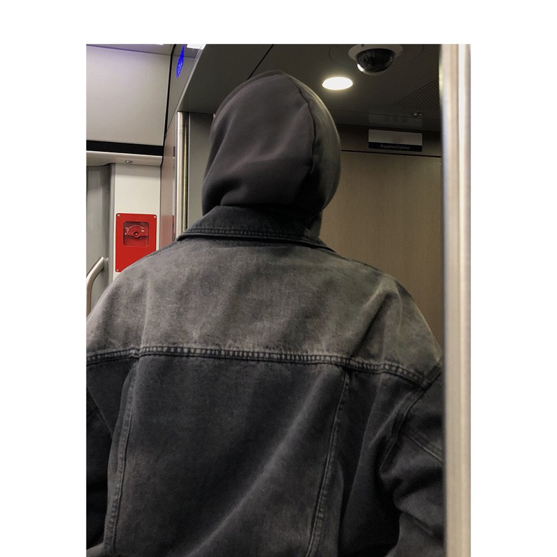 Áo Khoác Jeans Nam Nữ From Rộng Chất Vải Dầy Dặn Màu Đen Phối Xám, Thời Trang Unisex Phong Cách Trẻ Trung Năng Động