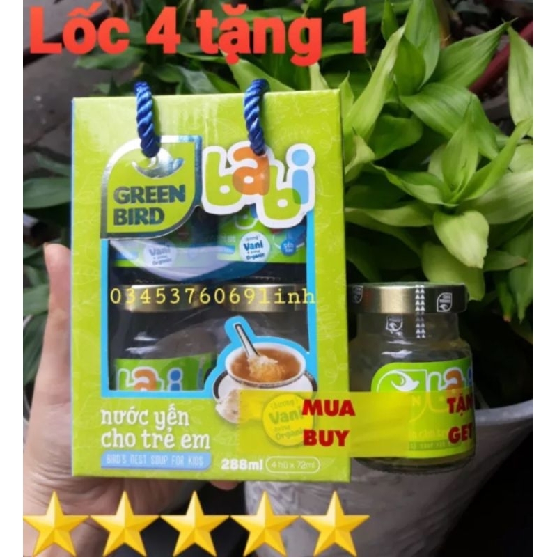 Yến sào trẻ em Green Bird Babi của Nutrinest lốc 4 hủ tặng kèm 1 hủ (5 hủ x 72g)