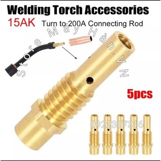 Bộ phụ kiện hàn MiG gồm 5 bép hàn, 2 chụp khí, 2 đầu nối béc cho tay hàn mig AK15