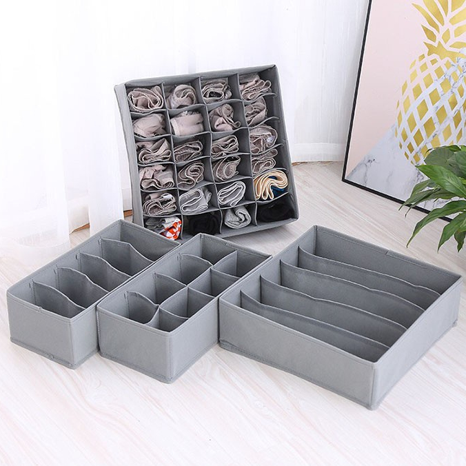 Hộp vải đựng đồ bảo quản đồ lót, khay đựng quần áo tất vớ bằng vải không dệt tiết kiệm 6, 7, 24 ngăn 88287