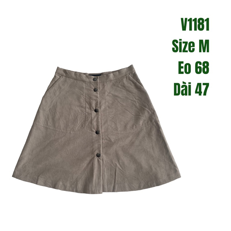 Chân váy chữ A V1181 form ngắn dáng xoè chất vải da lộn mịn 1 lớp 2hand Nhật si tuyển ảnh thật