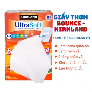 Giấy Thơm Quần Áo Bounce Kirkland Mỹ TÁCH LẺ giúp quần áo thơm phức cả