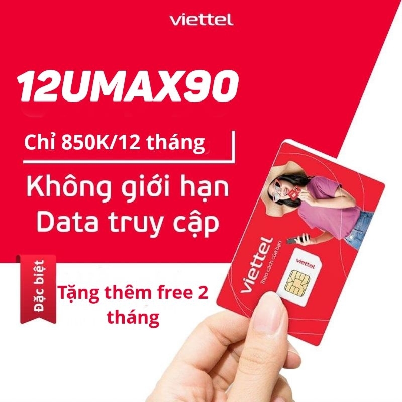 Sim 4G viettel max băng thông trọn gói 12 tháng