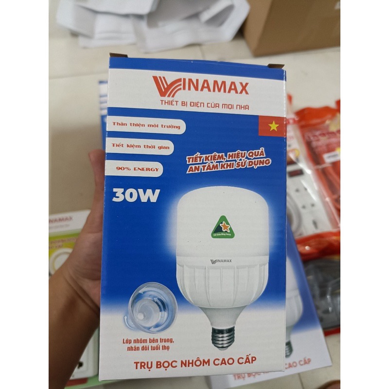 Bóng đèn Led buld trụ nhôm bọc nhựa Chính Hãng VINAMAXcông suất từ 5w-10w-15w-20w-30w-40w-50w-65w