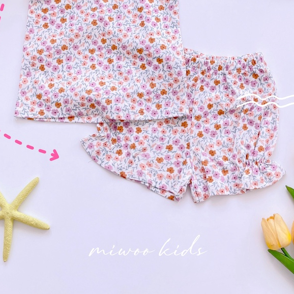 💓 Freeship💓 Đồ Bộ Hai Dây Thun Cotton Bozip Siêu Xinh Cho Bé Gái