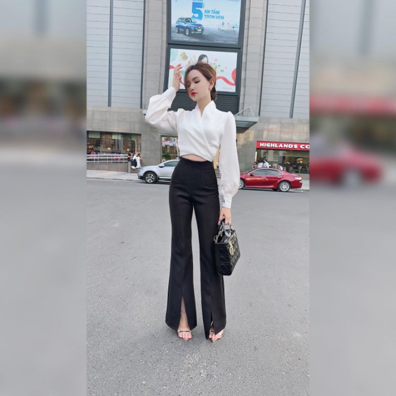 Áo lụa trắng cột dây chất lụa nhẹ nhàng dễ mix đồ cho nàng