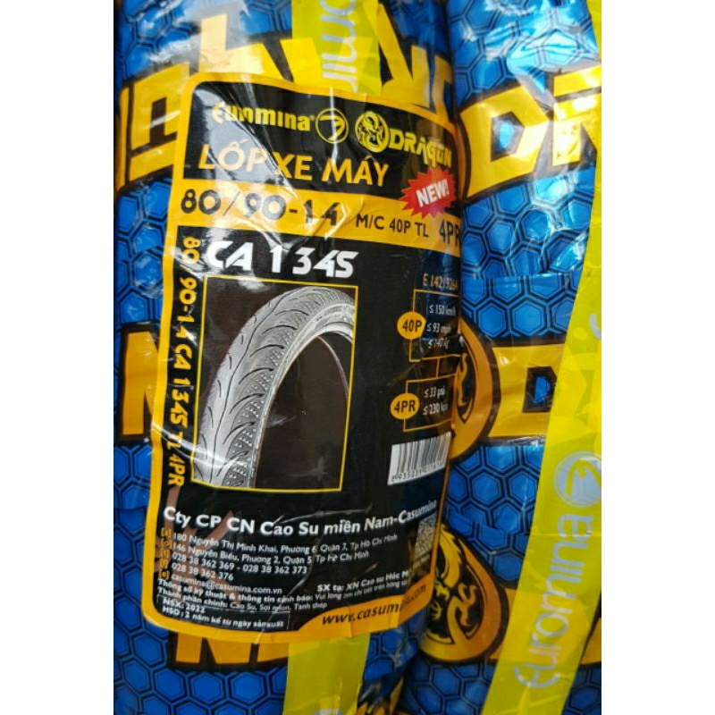 Lốp 80/90-14 134s trước Airblade/Vision/click/Vario 125 ko dùng săm Euromina.