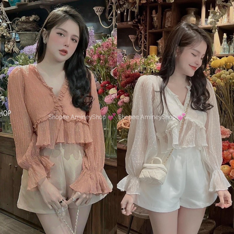 Áo ren bi bánh bèo 3 màu Amineyshop