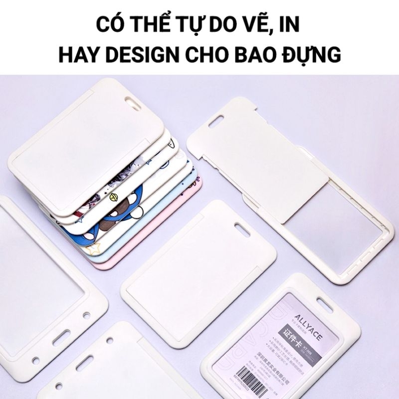 Bao Đựng Thẻ Nhựa Cứng Màu Trắng Trơn Tự Design Cho Nhân Viên, Học Sinh, Sinh Viên