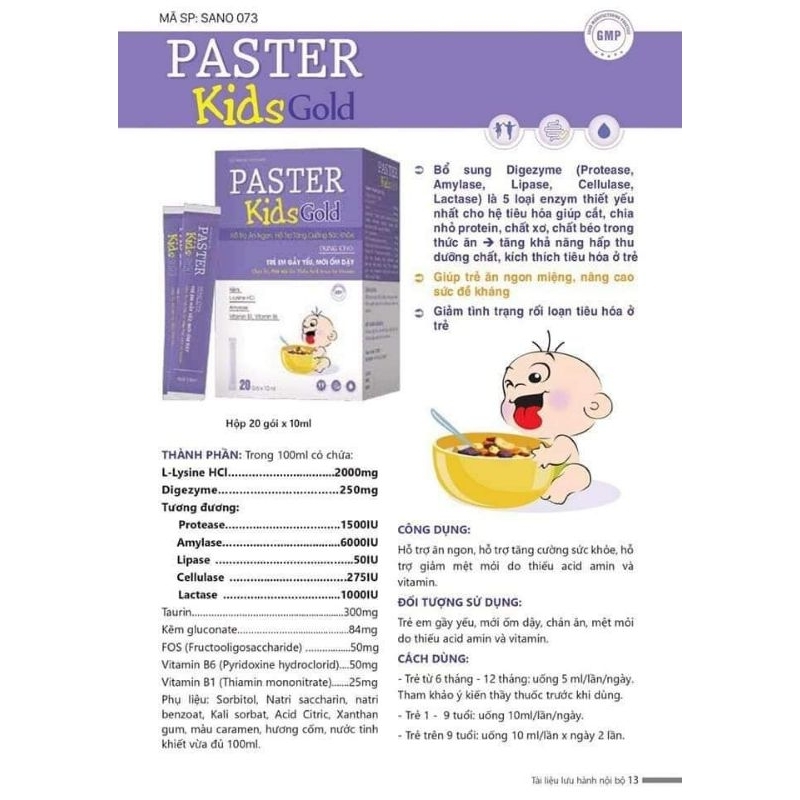 Siro ăn ngon PASTER KIDS GOLD giúp trẻ HẾT BIẾNG ĂN, tăng cường sức đề kháng