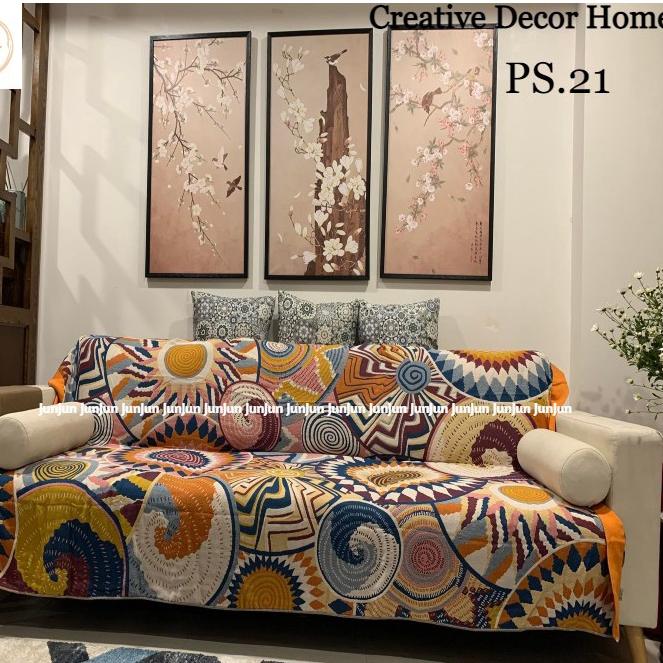 H14_Phủ Khăn Thảm Chăn Sofa Chất liệu Vải Xô Sợi Organic - Dòng cao cấp