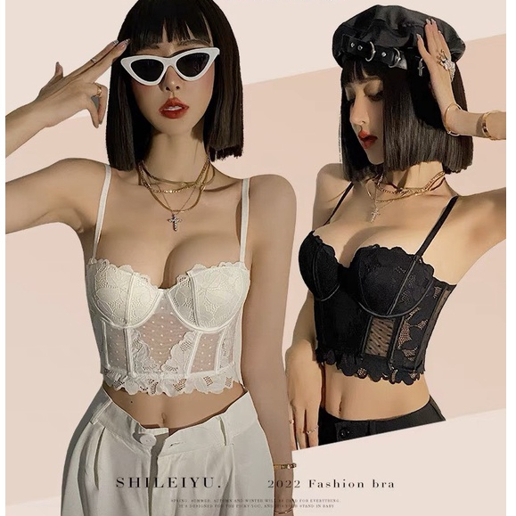 Áo lót bra- Áo bra corset ren hoa đệm mỏng có xương định hình tạo đường cong sexy, nâng ngực gợi cảm Dailywear