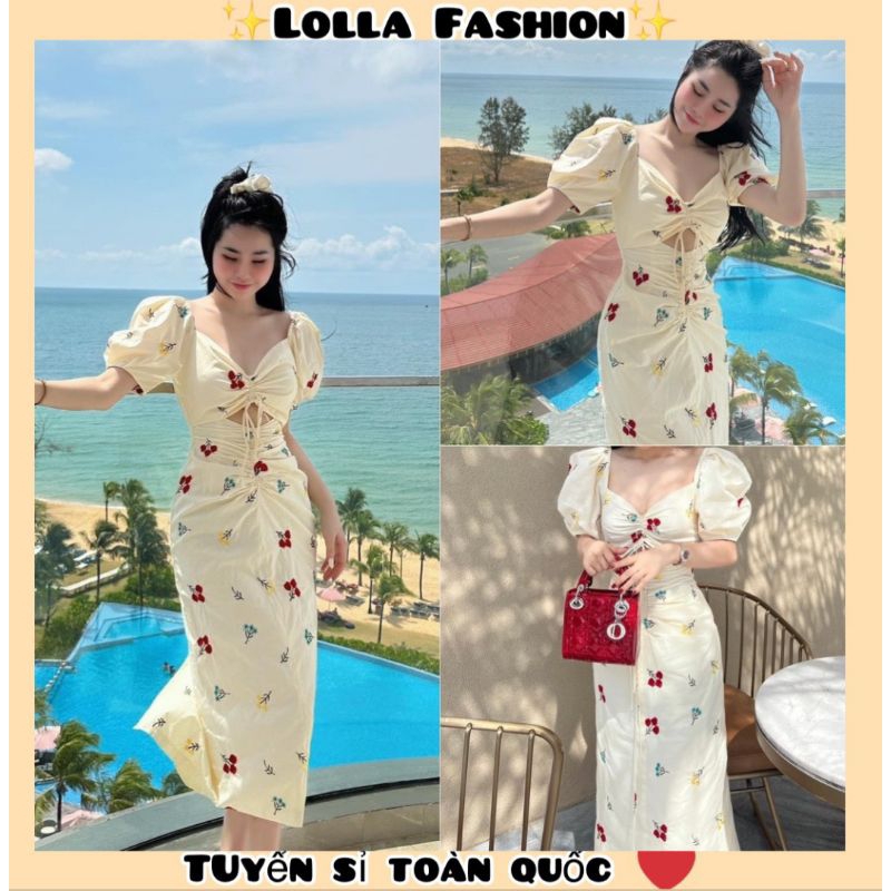 [Xả Kho]: Váy Hoa Rút Dây Ngực Khéo Eo siêu Xinh video là hàng 2 lớp, loại 1 lớp vẫn xinh không hề l