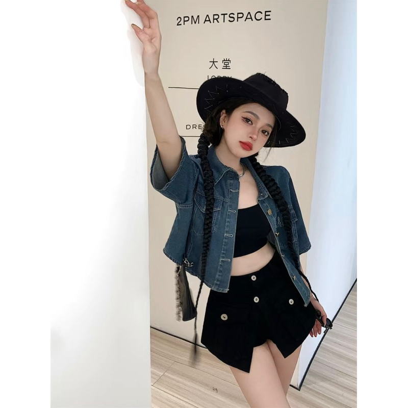ÁO KHOÁC JEAN XANH CROPTOP DÁNG NGẮN QUẢNG CHÂU