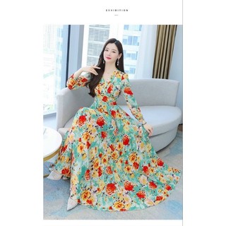 ĐẦM VOAN HOA TAY DÀI CAO CẤP