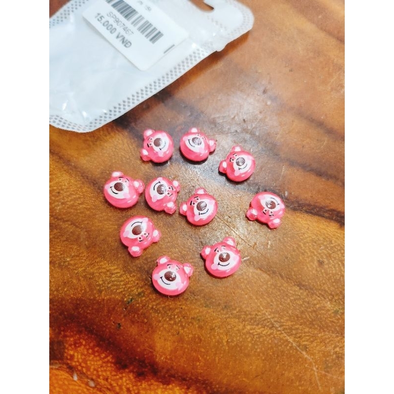 set 10 charm gấu dâu nhỏ
