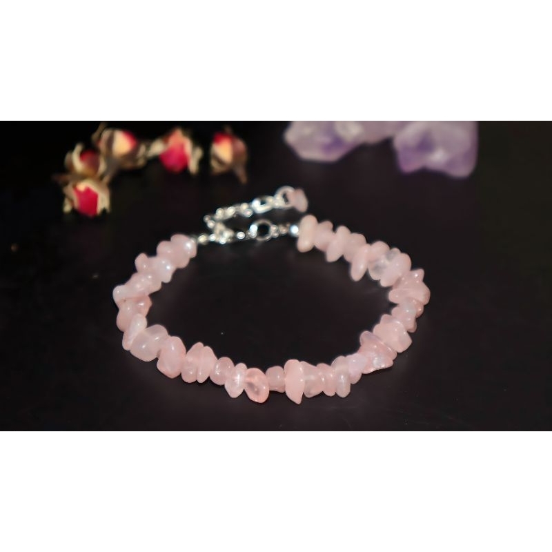 Vòng Tay Kim Loại Thô Nhỏ Rose Quartz - Amethyst - Aventurine Handmade Cực Xinh
