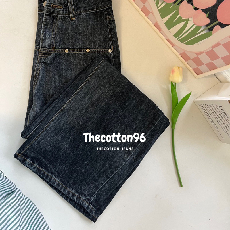 Quần Jeans Ống Rộng Nữ Lưng Cao, Quần Jeans Ống Suông Có Đính Cúc THECOTTON Quần Suông Phong Cách Hàn Quốc | BigBuy360 - bigbuy360.vn