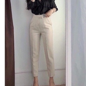 Quần dài baggy nữ cạp cao madela tôn dáng, quần baggy nữ form đẹp phong cách công sở