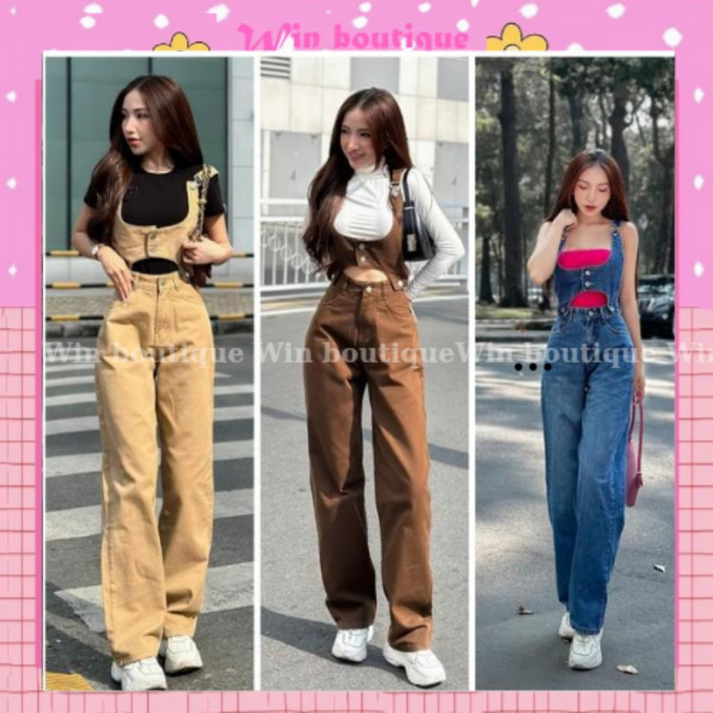 Set bò Nữ, thiết kế quần croptop, áo 2 dây quần suông dáng dài , phong cách cá tính Win boutique