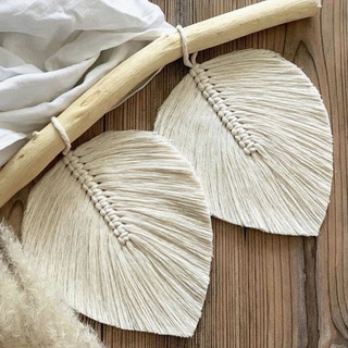Thảm lá Macrame treo tường trang trí, chiếc lá đan dây decor siêu xinh