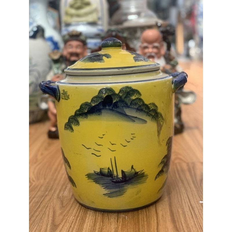 Chum đựng gạo Tài lộc 10kg, 15kg, 20kg tráng men trong, ngoài bóng mịn hàng chính hãng Bát Tràng