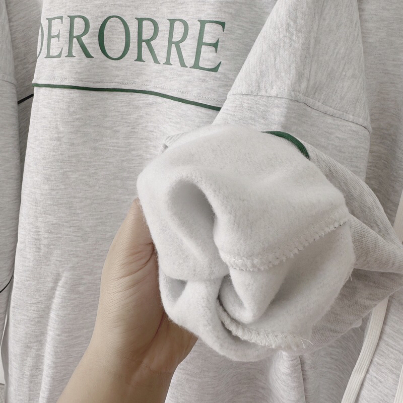 Sét bộ  Sweater nỉ lót bông Derorre Xám tiêu _HT.Store96