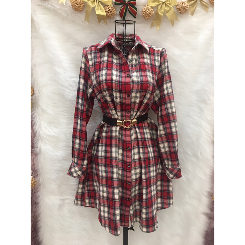 Váy Đầm Sơ Mi Ca Rô Nhật 2 hand- Size M.