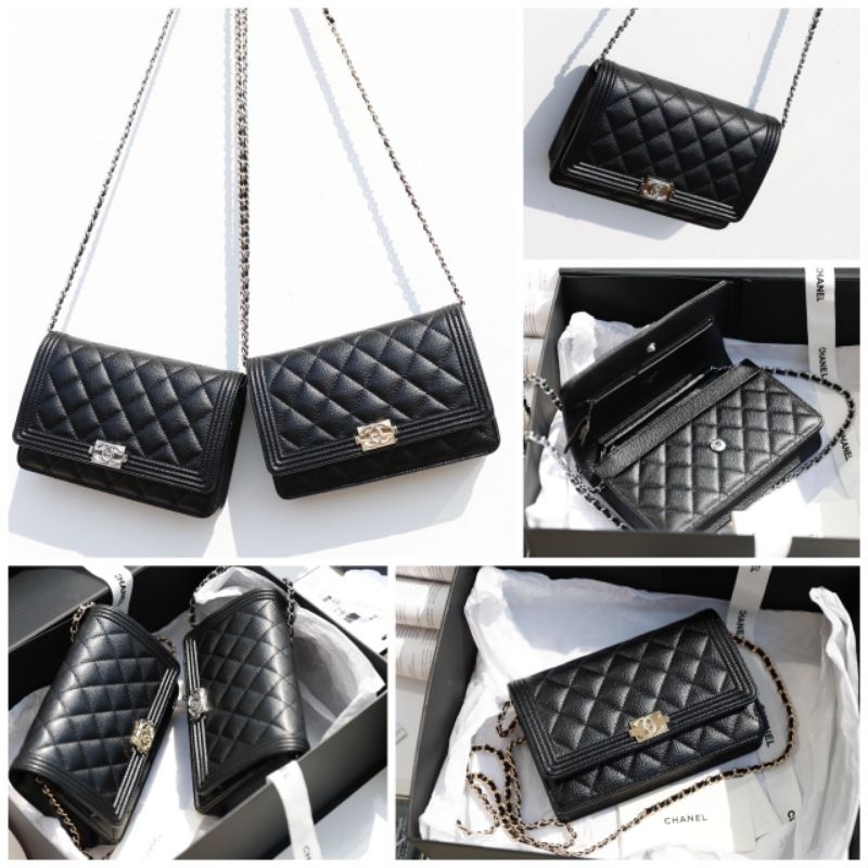 Túi đeo chéo C.N WOC BOY da caviar tag vàng&amp;bạc sz19cm siêu đẹp fullbox nam châm