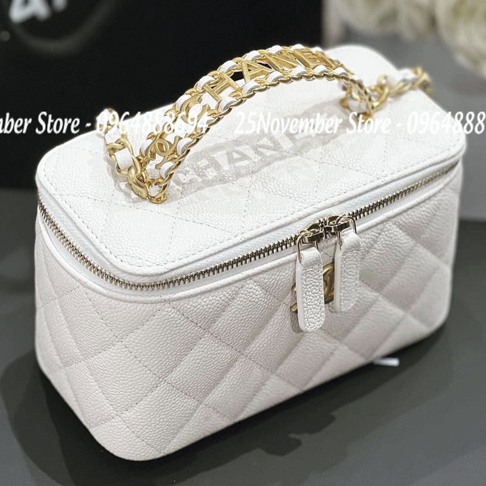 Túi xách Ch.a,n-el. Va.tin-i màu trắng size 18cm.