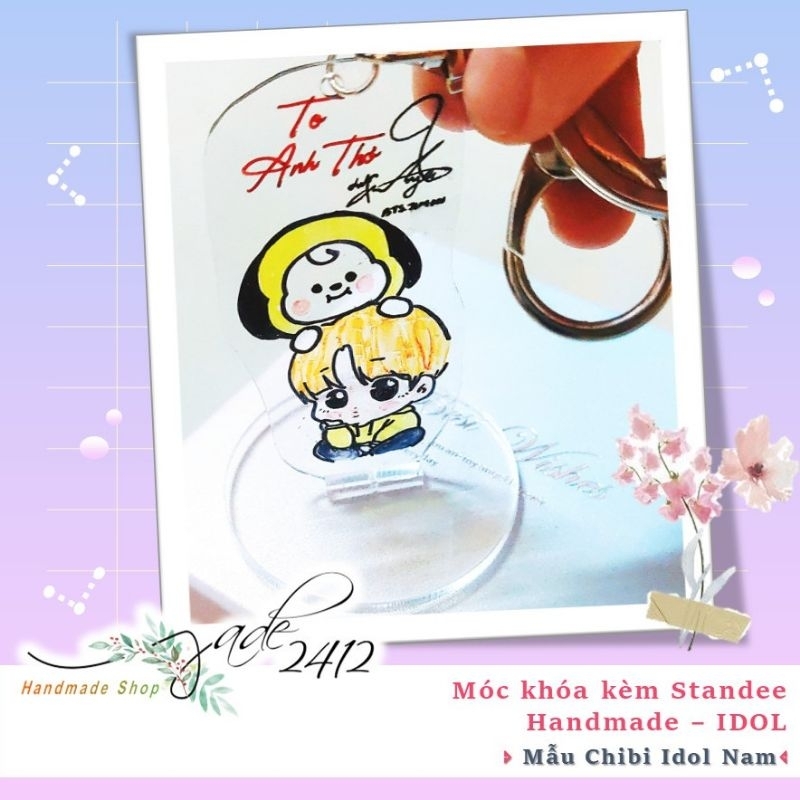 MÓC KHOÁ KÈM STANDEE HANDMADE- IDOL KPOP ANIME