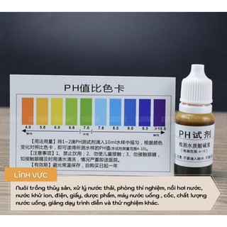 10 quỳ tím, dung dịch thử ph + bảng mầu ph