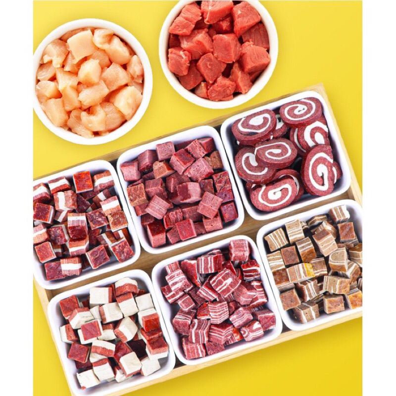 Bánh thưởng thịt thưởng cho chó mèo nhiều vị túi 100g