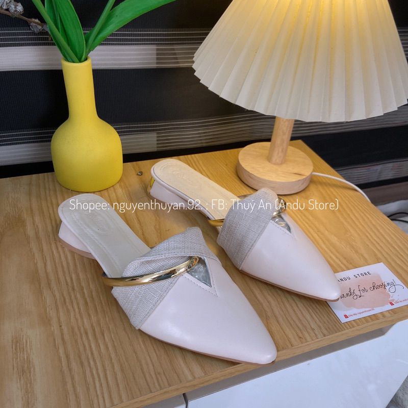 Hài sục da nữ mũi nhọn đế 3cm