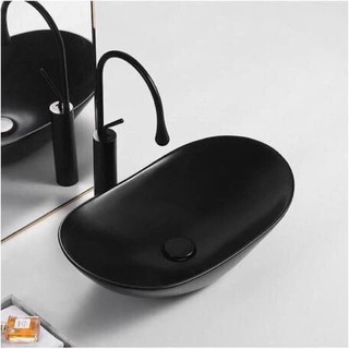 Lavabo đặt bàn đá kiểu dáng thuyền cao cấp - lavabo đen trắng Tphcm