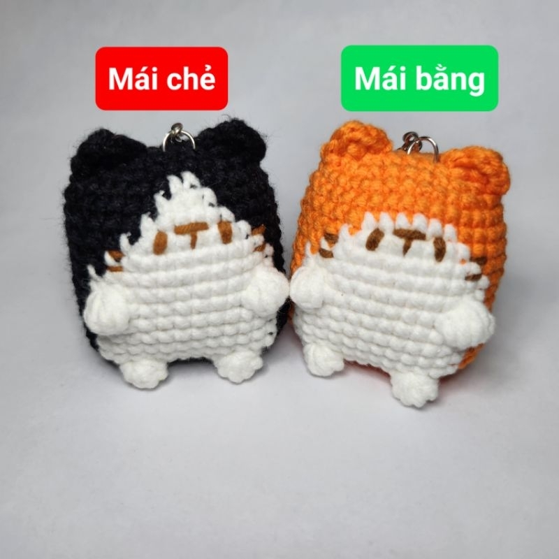 Móc khóa mèo con móc len gắn chuông - Amigurumi cat 🐱