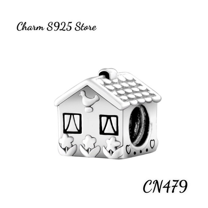 charm pan ngôi nhà trái tim bạc s925 cao cấp