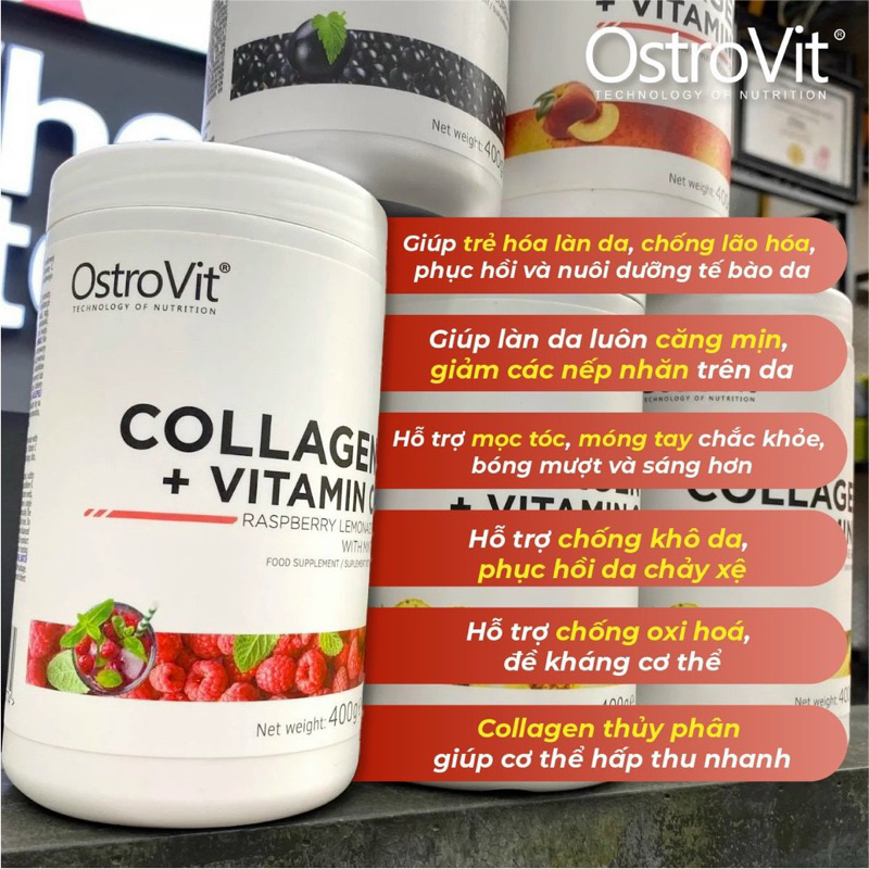 Collagen Thủy Phân + Vitamin C OstroVit Da Khỏe Đẹp Căng Mịn (80 muỗng/40 lần dùng) - YoungFit x Best Nutritionk