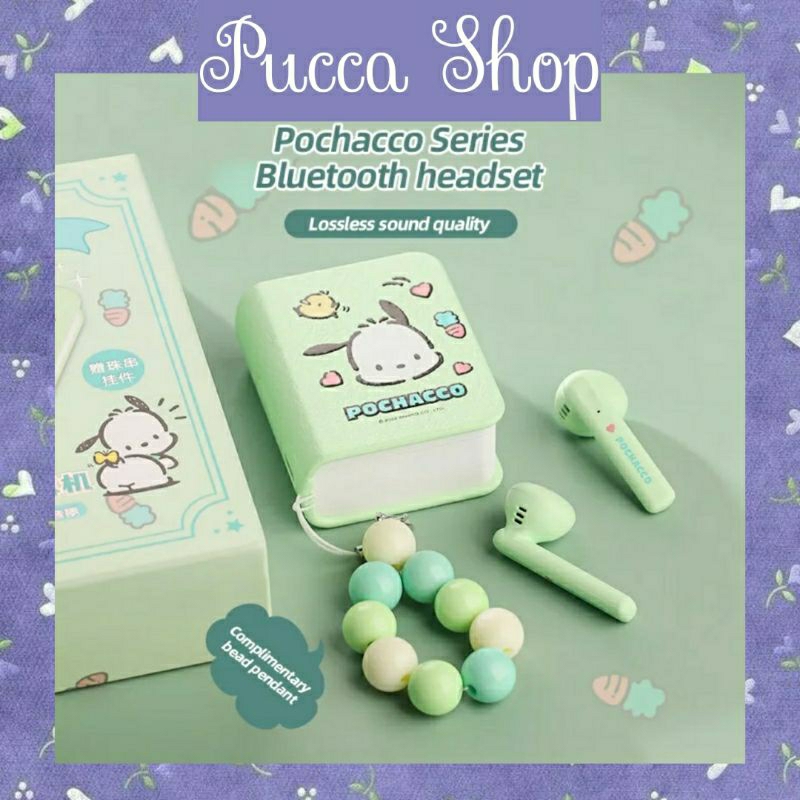 Tai nghe không dây Kuromi Cinnamoroll Pochacco hình quyển sách bluetooth 5.0