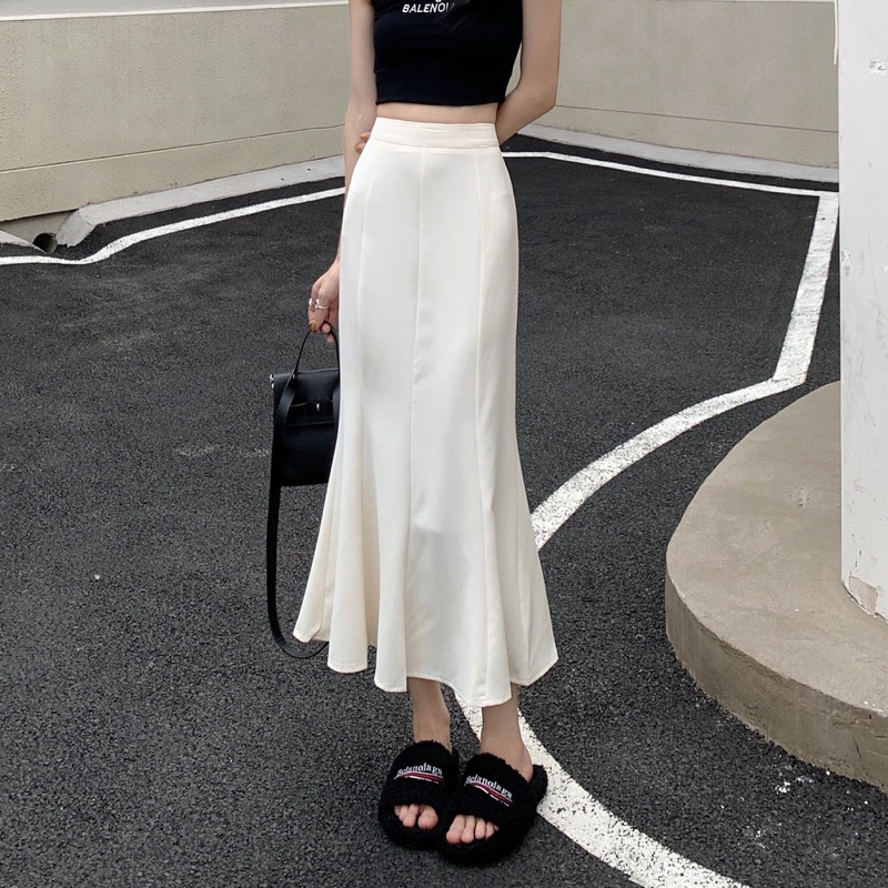 HELI SKIRT/ CHÂN VÁY XUỐNG DÁNG DÀI QUA GỐI XOÈ NHẸ CHẤT LIỆU LỤA MỎNG MỀM BÓNG (may theo số đo )