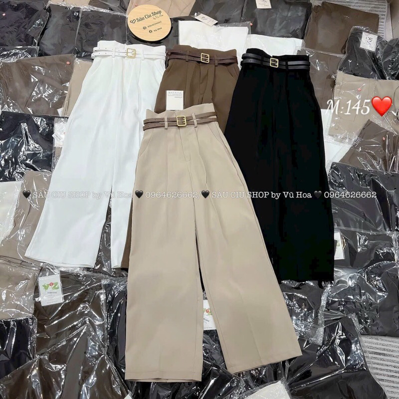 Quần tây ống rộng lưng cao 2 hàng dây lưng kiểu
