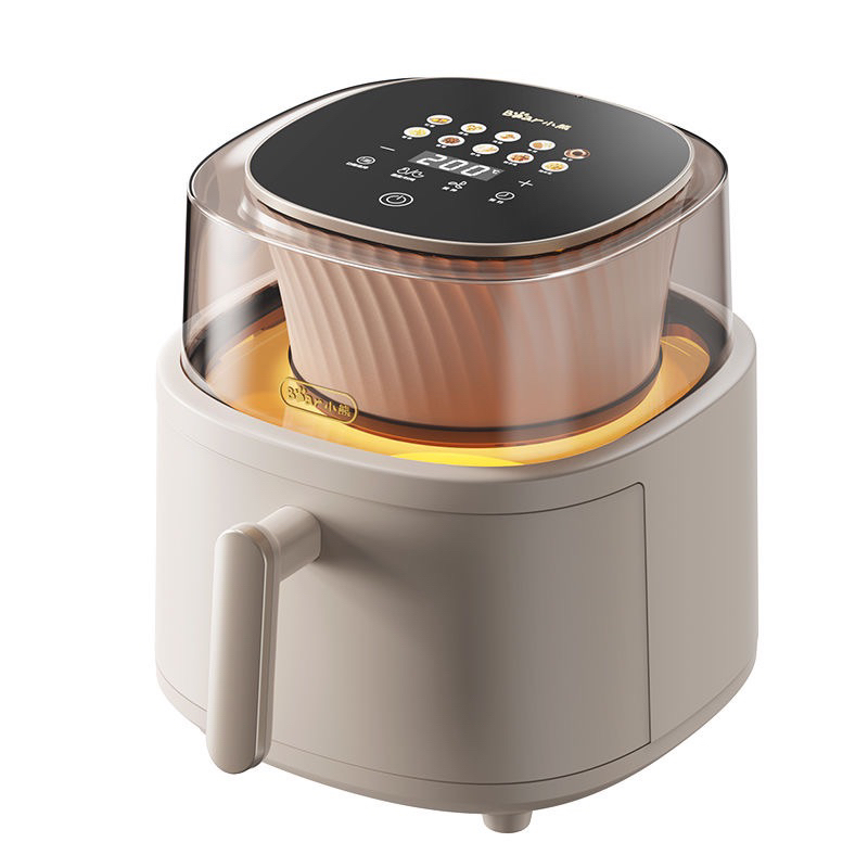 Nồi Chiên Không Dầu BEAR Dung Tích 6L Bản Điện Tử Có Thanh Đảo Bảo Hành 12 Tháng - Cáo Đeo Nơ