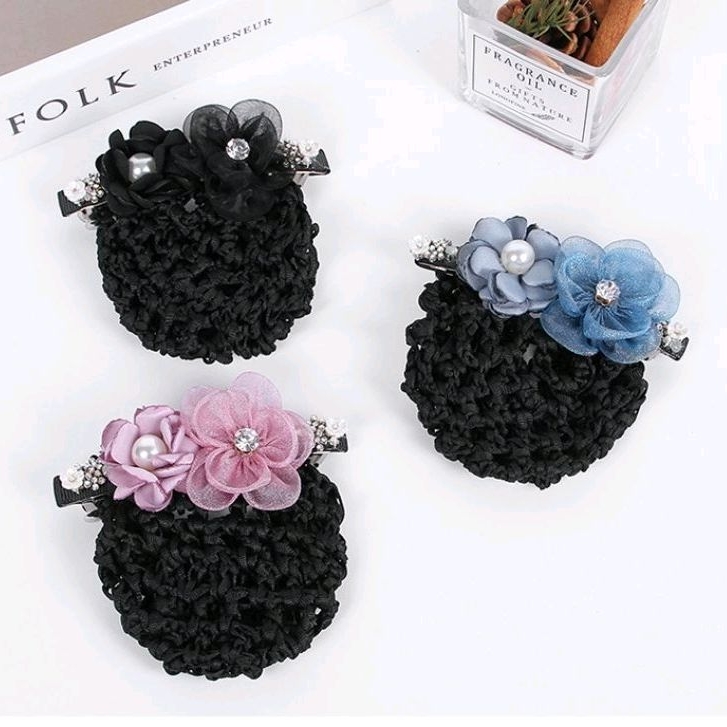 KẸP BÚI TÓC LƯỚI HOA VOAN SIZE ĐÍNH HẠT SIZE 10CM CHO TÓC MỎNG HÀNG CAO CẤP KOREAN GIRLS