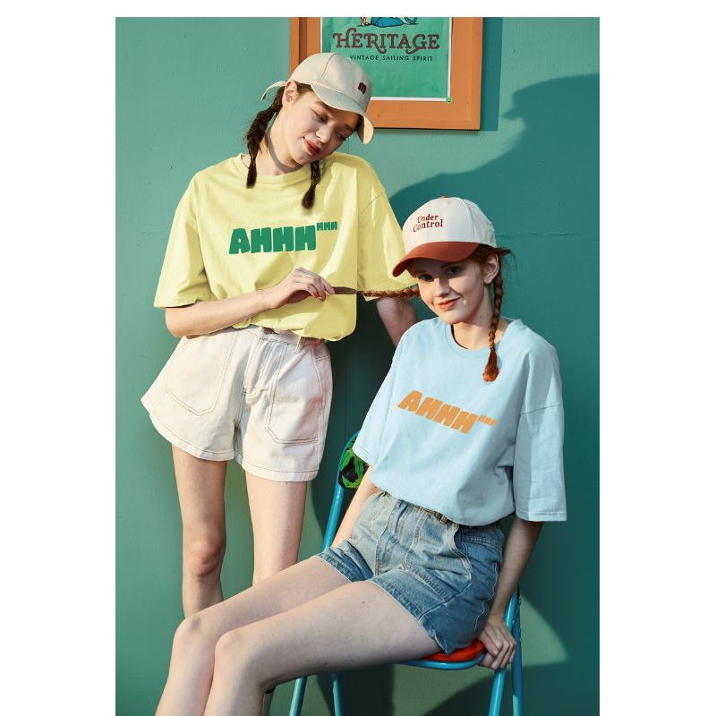 Áo thun nữ cổ tròn in chữ kiểu dáng basic hàng đẹp giá tốt chất cotton cao cấp dày dặn thoáng mát hot hit