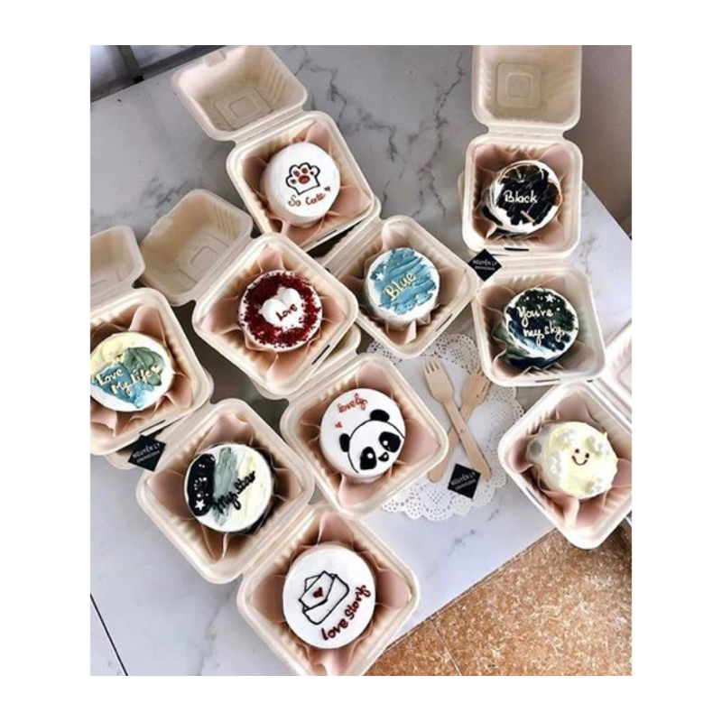 Hộp bã mía đựng bánh gato mochi....