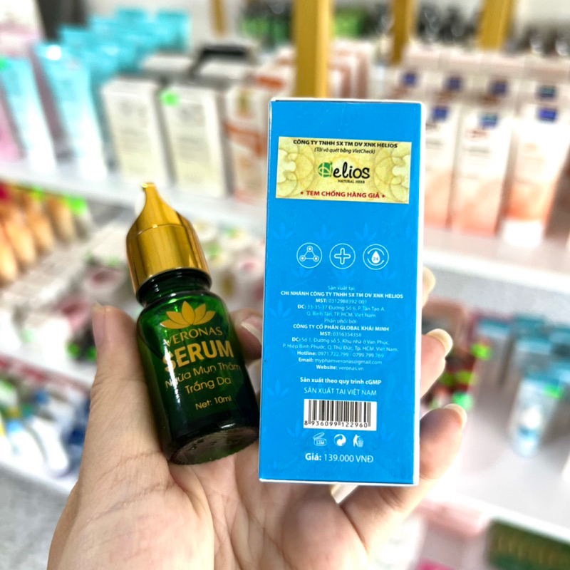 Serum mụn thâm, trắng da se khít lỗ chân lông Veronas 10ml