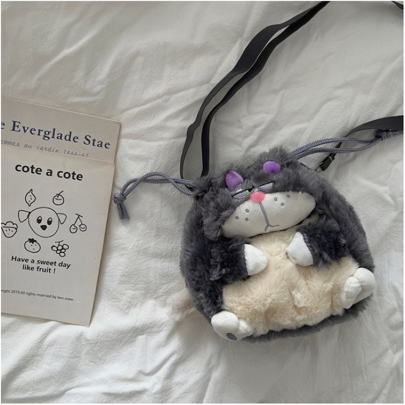 Túi Đeo Chéo Hình Mèo Xám Lucifer Hoạt Hình Dễ Thương Balo Đựng Đồ Cho Nữ